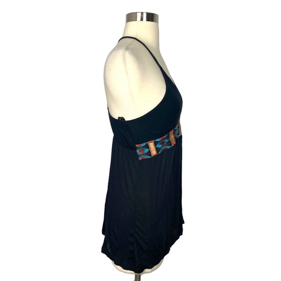 Vintage 90s Ambiance Black Embroidered Halter Top - Size Small - Picture 2 of 6